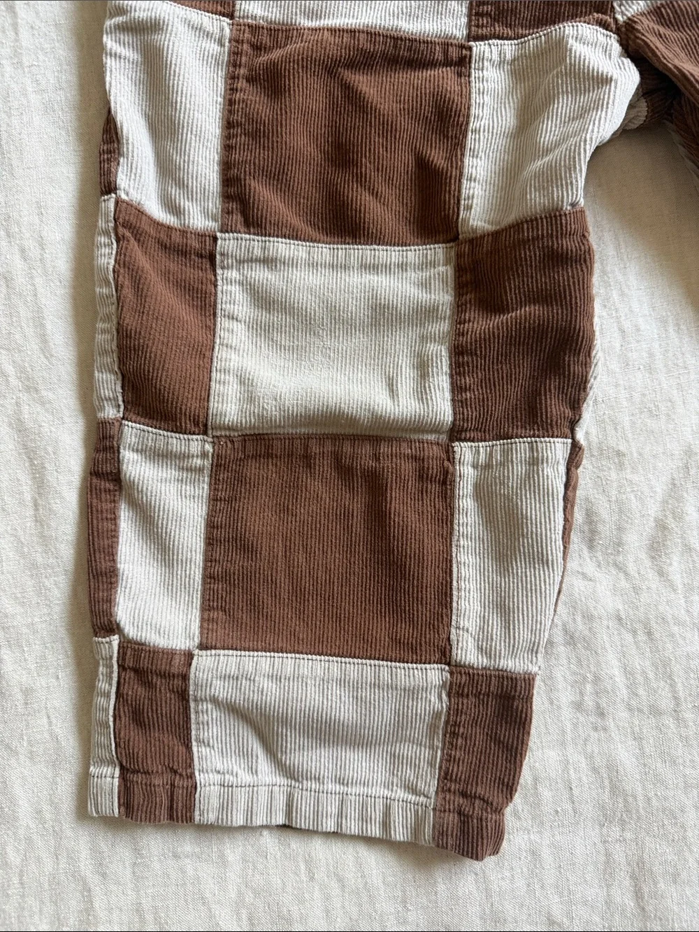 Rylee + Cru Kids Brown & Cream Check Patchwork Pants Size 4/5T